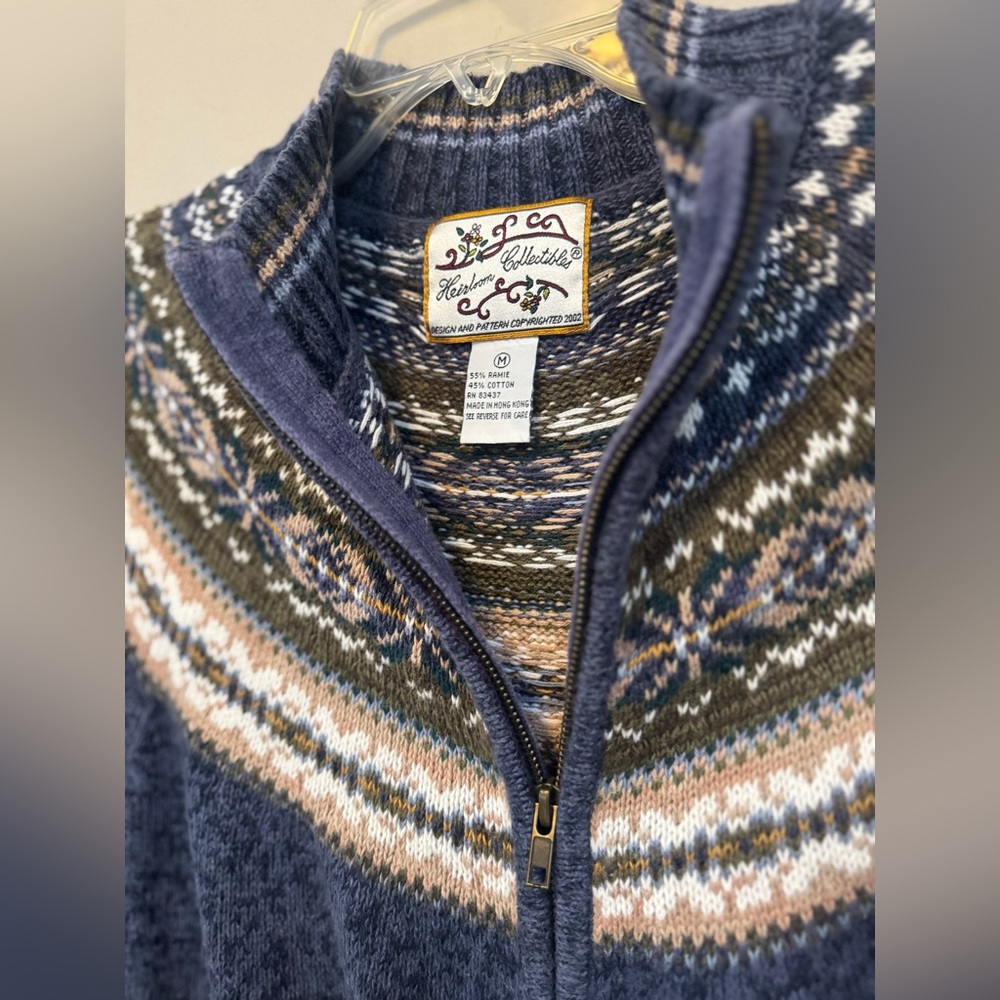 Nordic Patterned Blue Cardigan by Heirloom Collectibles - Picture 4 of 9